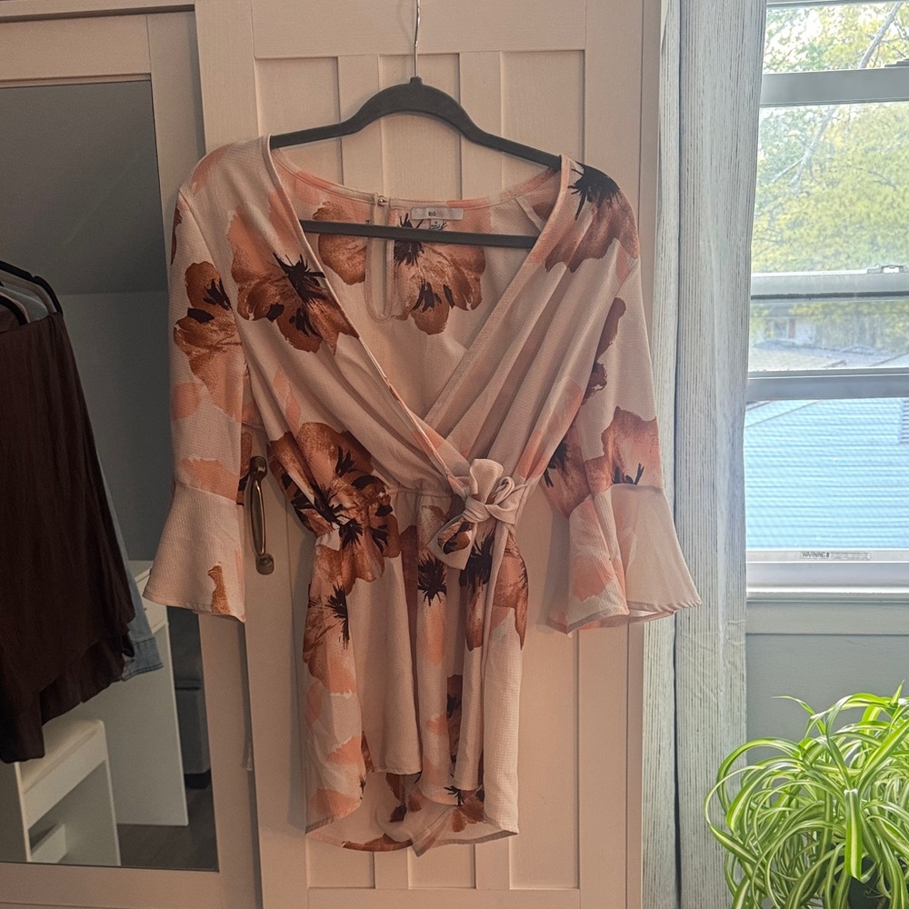 Floral Wrap One Piece - Blush Pink